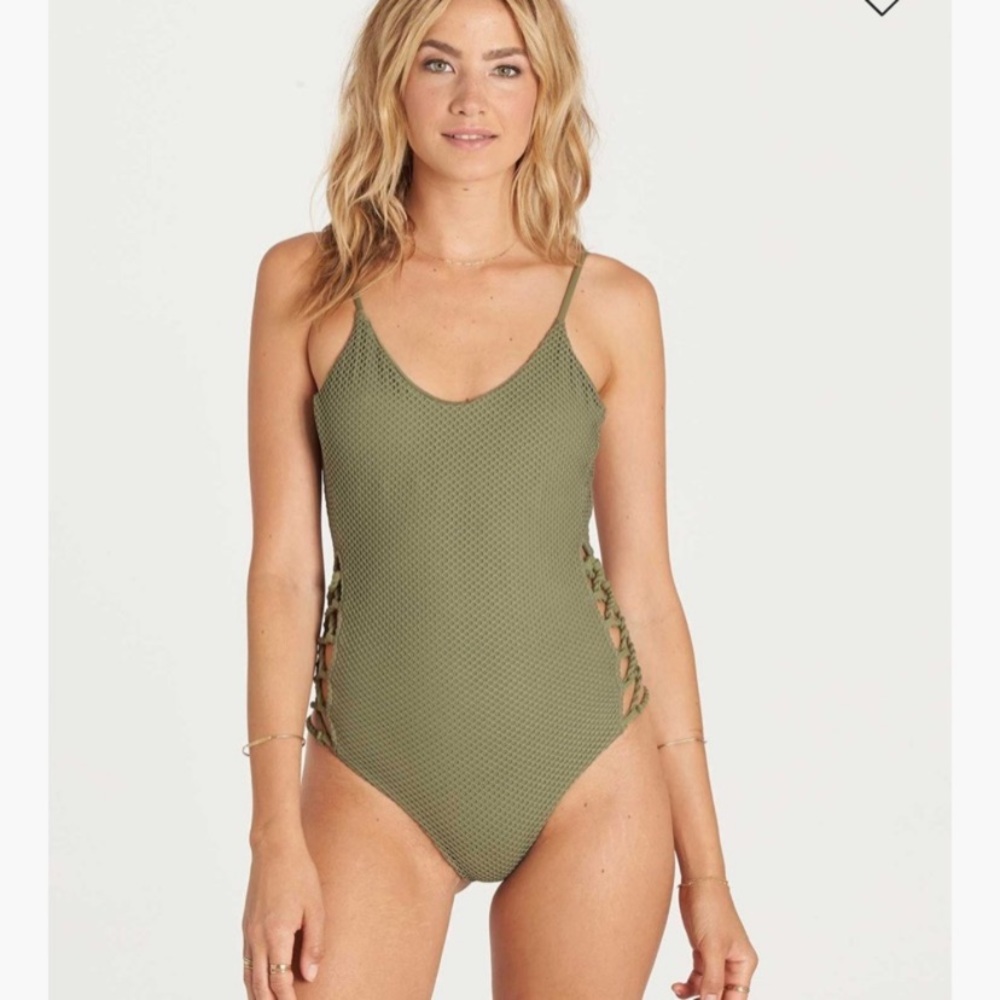 Green one piece bathing suit